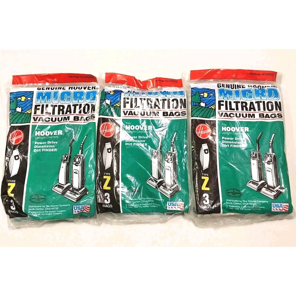 Genuine Hoover Micro Filtration Vacuum Bags Type Z 3 (3 bags) Packs (9) Total